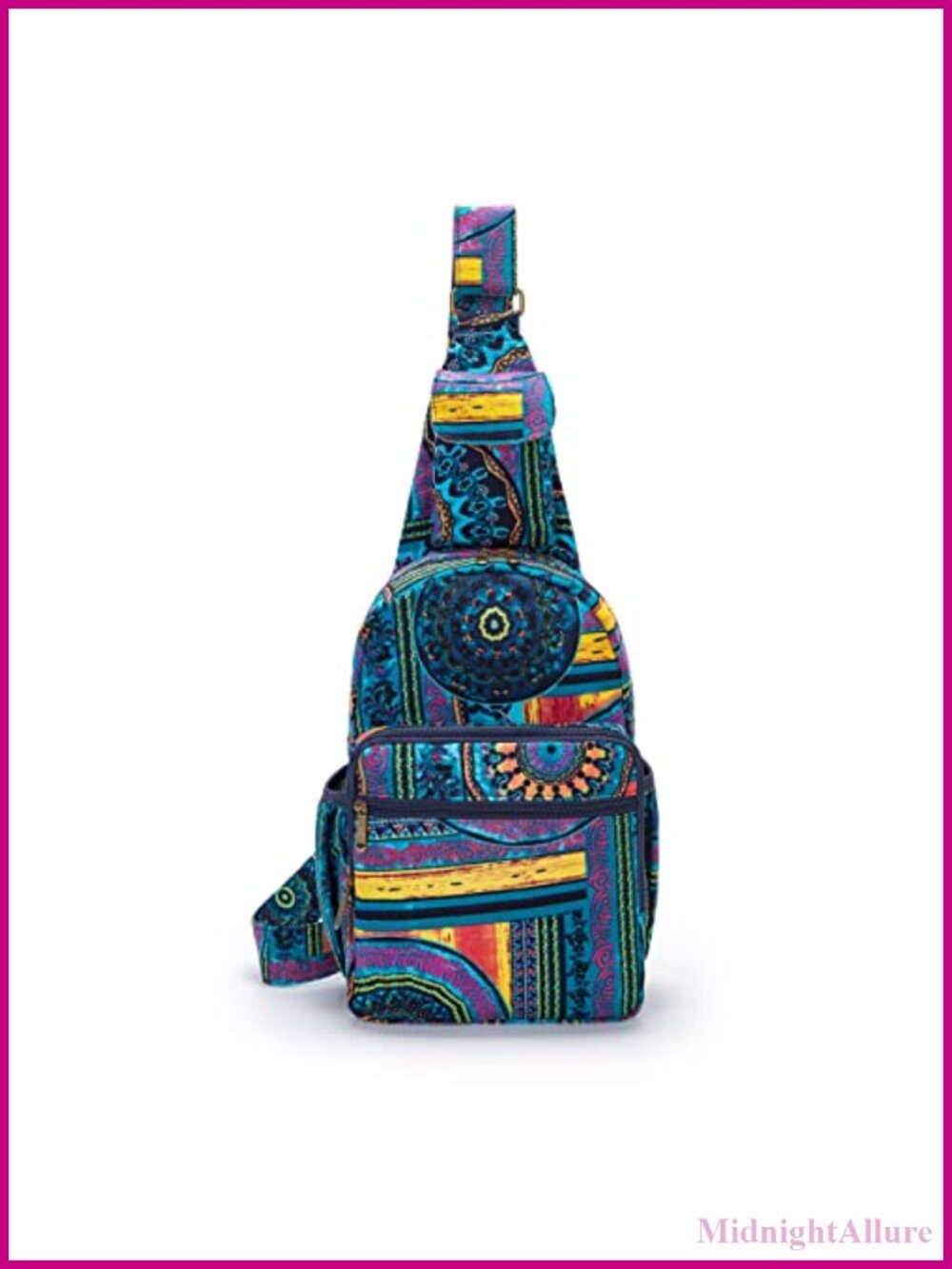 Canvas Boho Crossbody Backpack Handmade Print Adjustable Strap